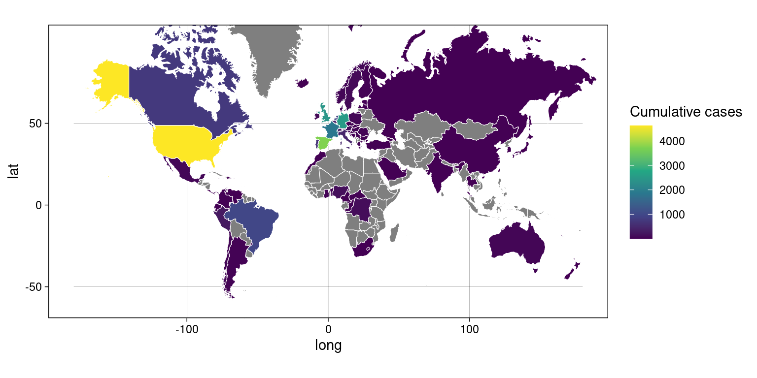 World case map on July 29th 2022