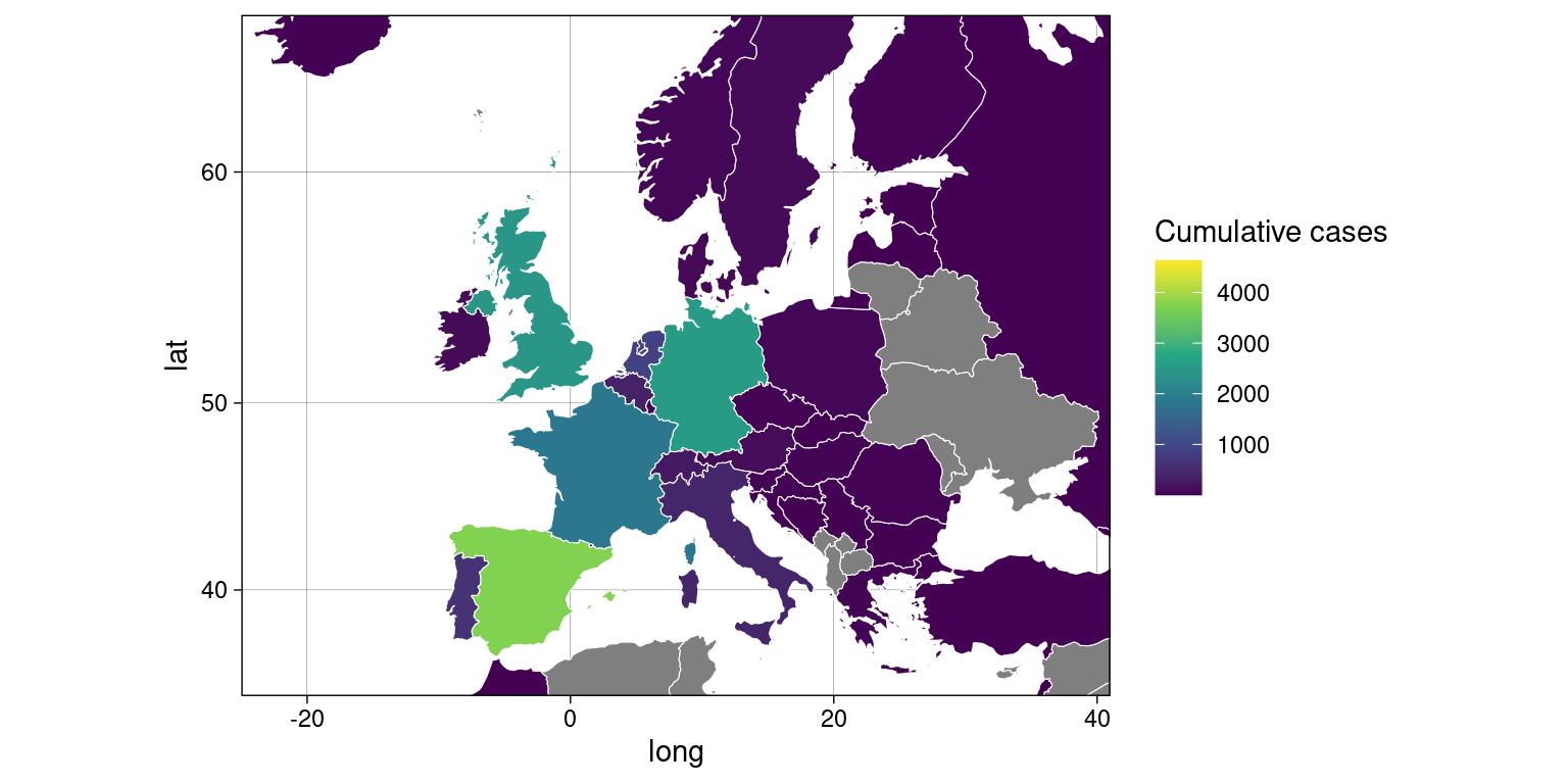 Europe case map on July 29th 2022