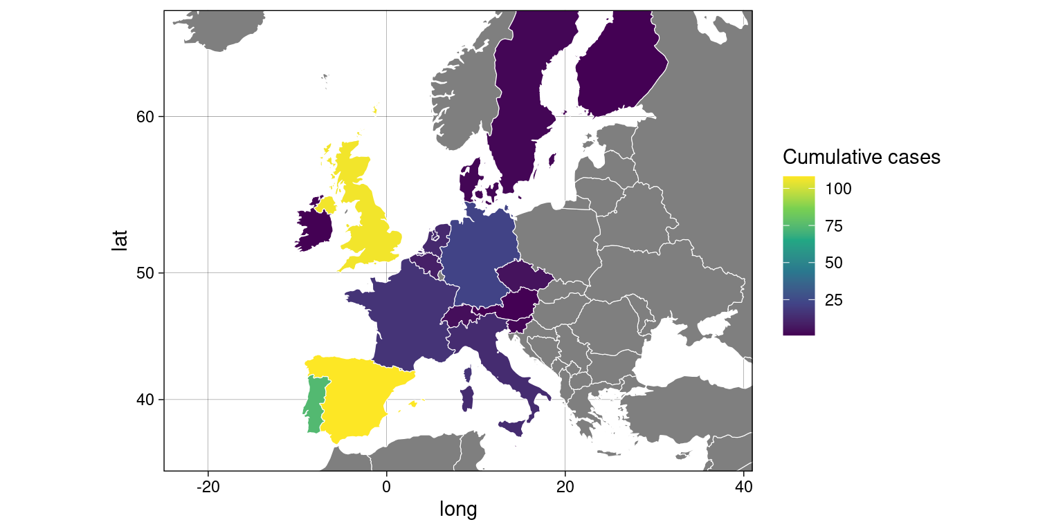 Europe case map on May 29th 2022